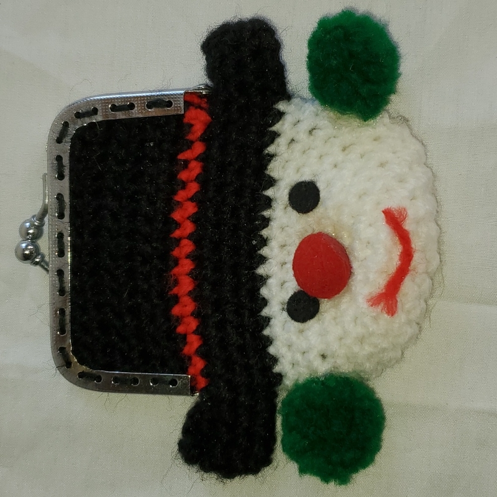 Crochet snowman coin purse